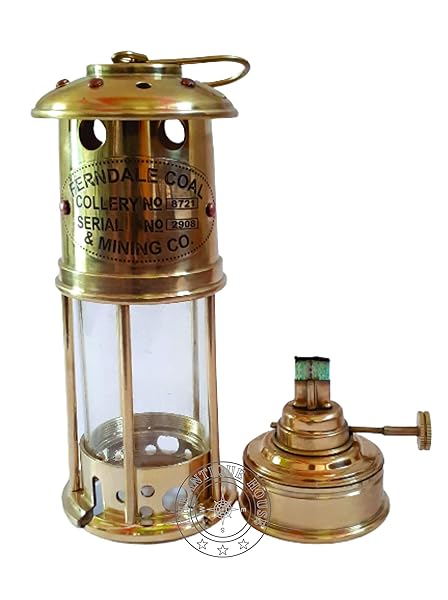 THE ANTIQUE HOUSE Brass 7 Inch Miner Lamp Antique Maritime Ship Boat Oil Lantern Home Decor Gift
