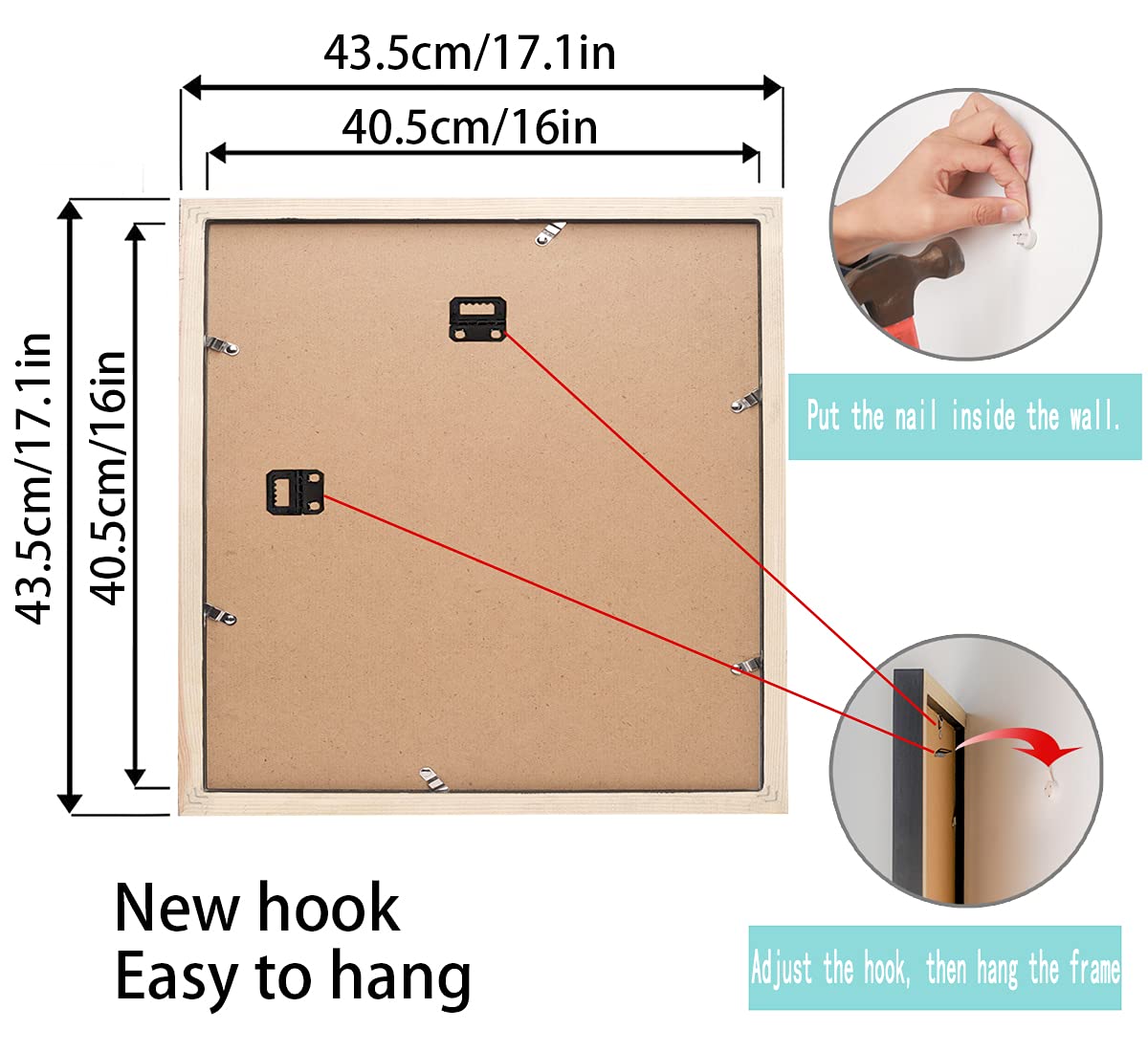 Mxtallup 16x16 Diamond Painting Frames for 14x14 Inch Pictures in Black Wood Display Your Art Beautifully - View 2 of 7