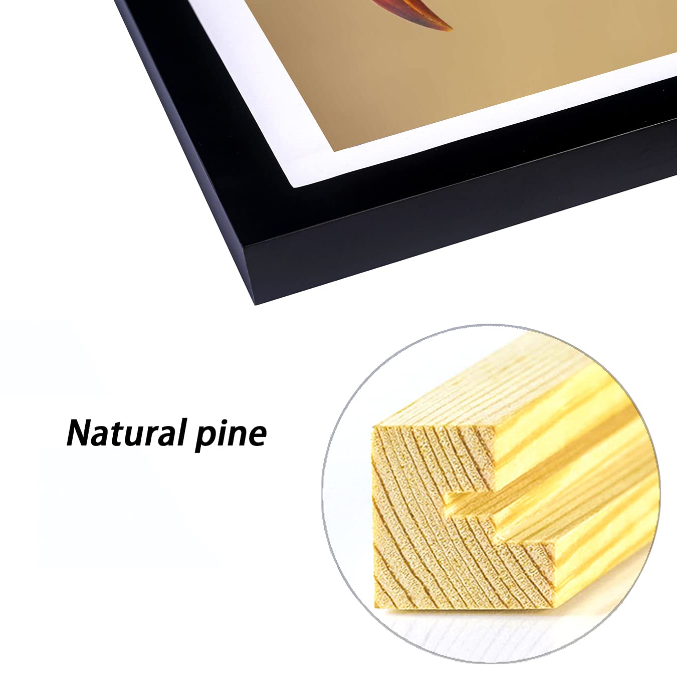 Mxtallup 16x16 Diamond Painting Frames for 14x14 Inch Pictures in Black Wood Display Your Art Beautifully - View 3 of 7