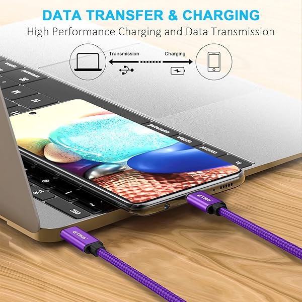 CBUS CBUS 10ft USB C to C Fast Charging Cable Heavy-Duty Braided Cord for iPhone 16 15 Pro Max iPad Pro Galaxy S24 S23 Motorola Google Pixel Purple - View 5 of 6