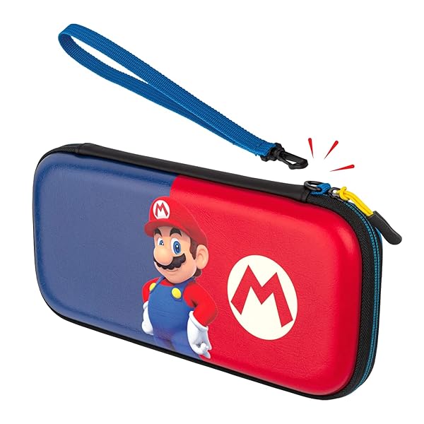 PDP Buy PDP Gaming Nintendo Switch Slim Deluxe Travel Case - OLED Protection & 14 Game Holder in Mario Blue/Red - View 5 of 10