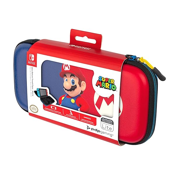 PDP Buy PDP Gaming Nintendo Switch Slim Deluxe Travel Case - OLED Protection & 14 Game Holder in Mario Blue/Red - View 6 of 10
