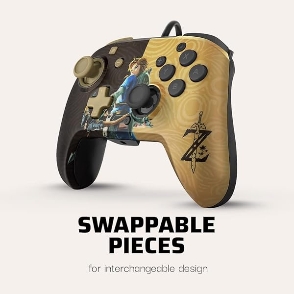 PDP Buy PDP REMATCH Enhanced Wired Nintendo Switch Pro Controller - Zelda Gold/Black, Compatible with Switch Lite/OLED - View 3 of 10