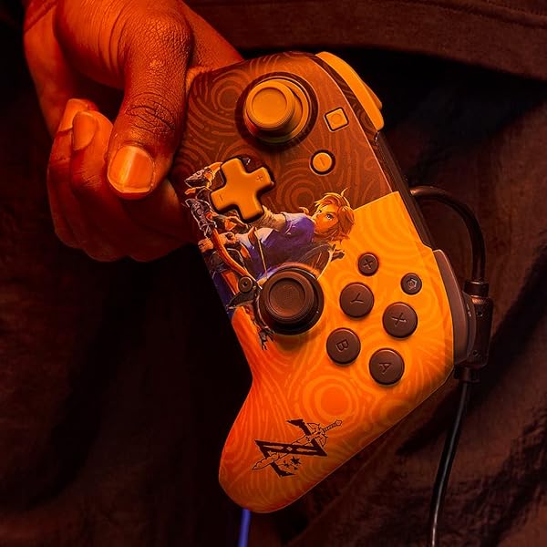 PDP Buy PDP REMATCH Enhanced Wired Nintendo Switch Pro Controller - Zelda Gold/Black, Compatible with Switch Lite/OLED - View 8 of 10