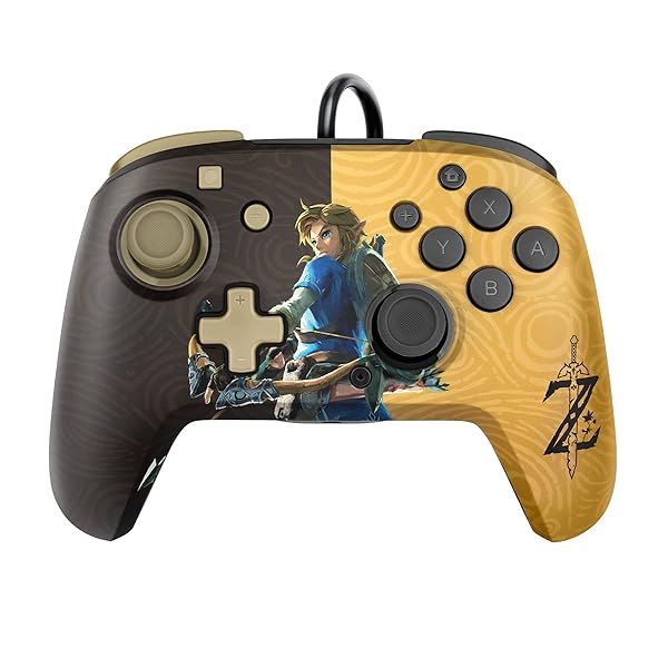 PDP Buy PDP REMATCH Enhanced Wired Nintendo Switch Pro Controller - Zelda Gold/Black, Compatible with Switch Lite/OLED - View 9 of 10
