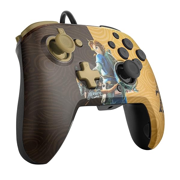 PDP Buy PDP REMATCH Enhanced Wired Nintendo Switch Pro Controller - Zelda Gold/Black, Compatible with Switch Lite/OLED - View 10 of 10