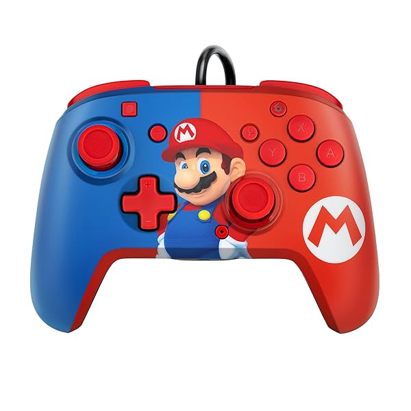 PDP Buy PDP REMATCH Enhanced Wired Nintendo Switch Pro Controller - Customizable Gamepad for Switch Lite/OLED, Super Mario Design - View 10 of 11