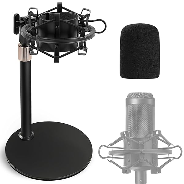 Frgyee Frgyee Audio Technica Mic Stand with Shock Mount & Foam Windscreen for AT2020, AT2020USB+, AT2035, ATR2500 - Perfect for Clear Sound! - View 2 of 9