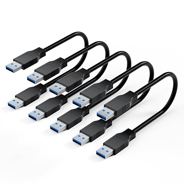 BolAAzuL BolAAzuL 5 Pack USB 3.0 Male to Male Extension Cables - 40cm Bi-Directional Short USB Adapters