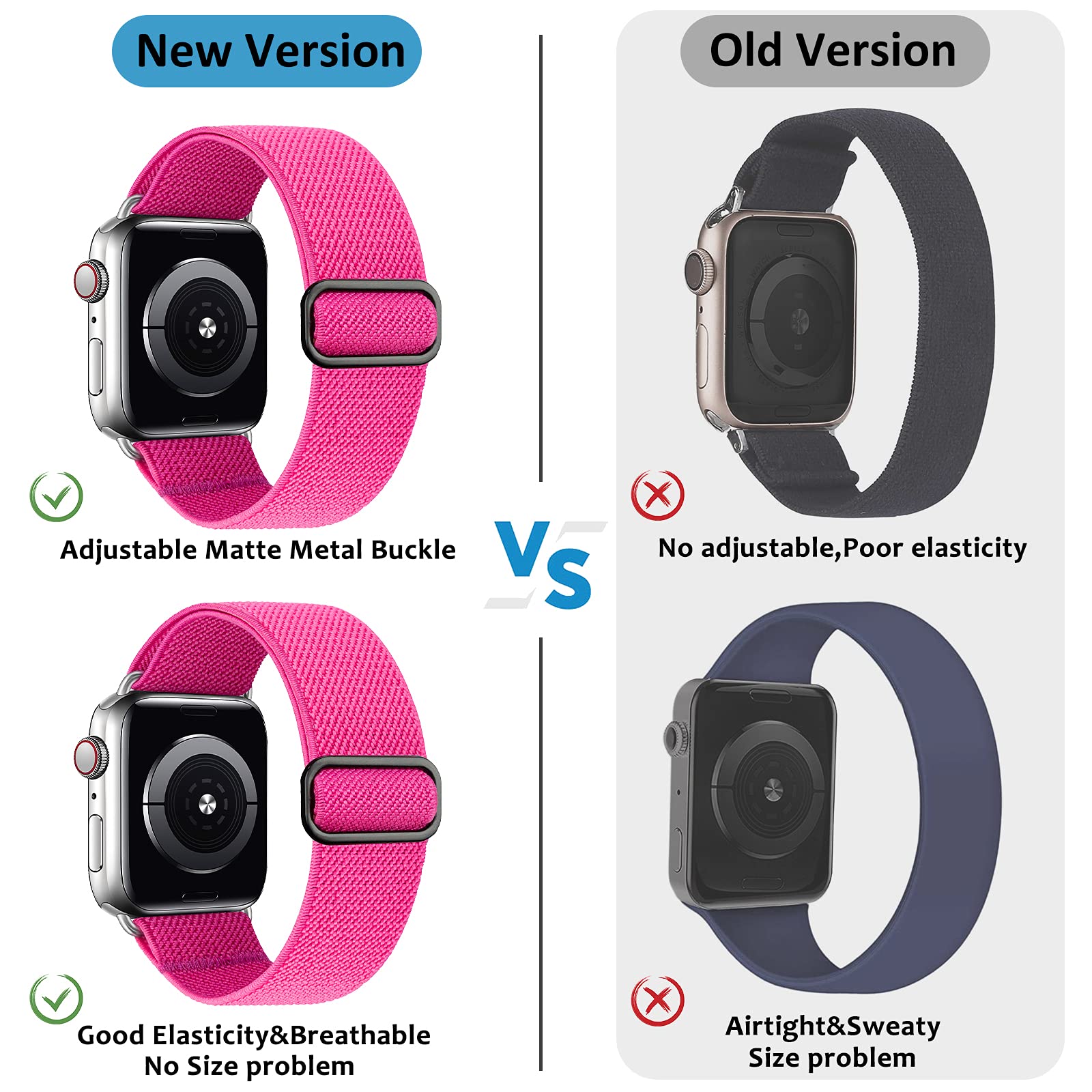 Greatfine Stretchy Solo Loop Strap Compatible with Apple Watch Band 38mm 40mm 41mm 42mm 44mm 45mm 46mm 49mm,Soft Nylon Elastic Strap for iWatch Series 11 10 9 - View 3 of 6