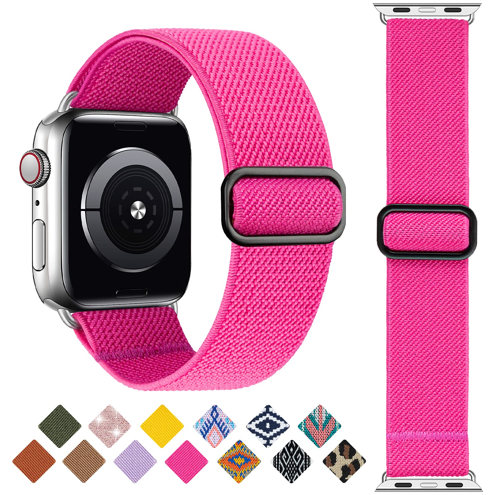 Greatfine Stretchy Solo Loop Strap Compatible with Apple Watch Band 38mm 40mm 41mm 42mm 44mm 45mm 46mm 49mm,Soft Nylon Elastic Strap for iWatch Series 11 10 9