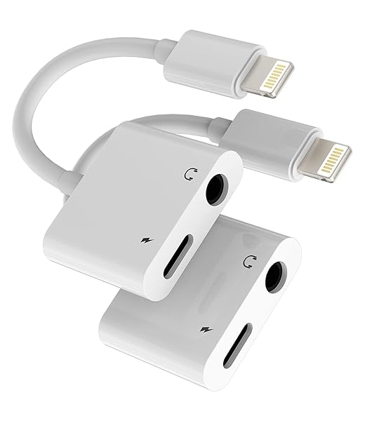 Zoyuzan Headphone Adapter 2-Pack: Lightning to 3.5mm AUX & Charger Dongle for iPhone 11, 12 Pro, XS, XR, X, 8 & iPad