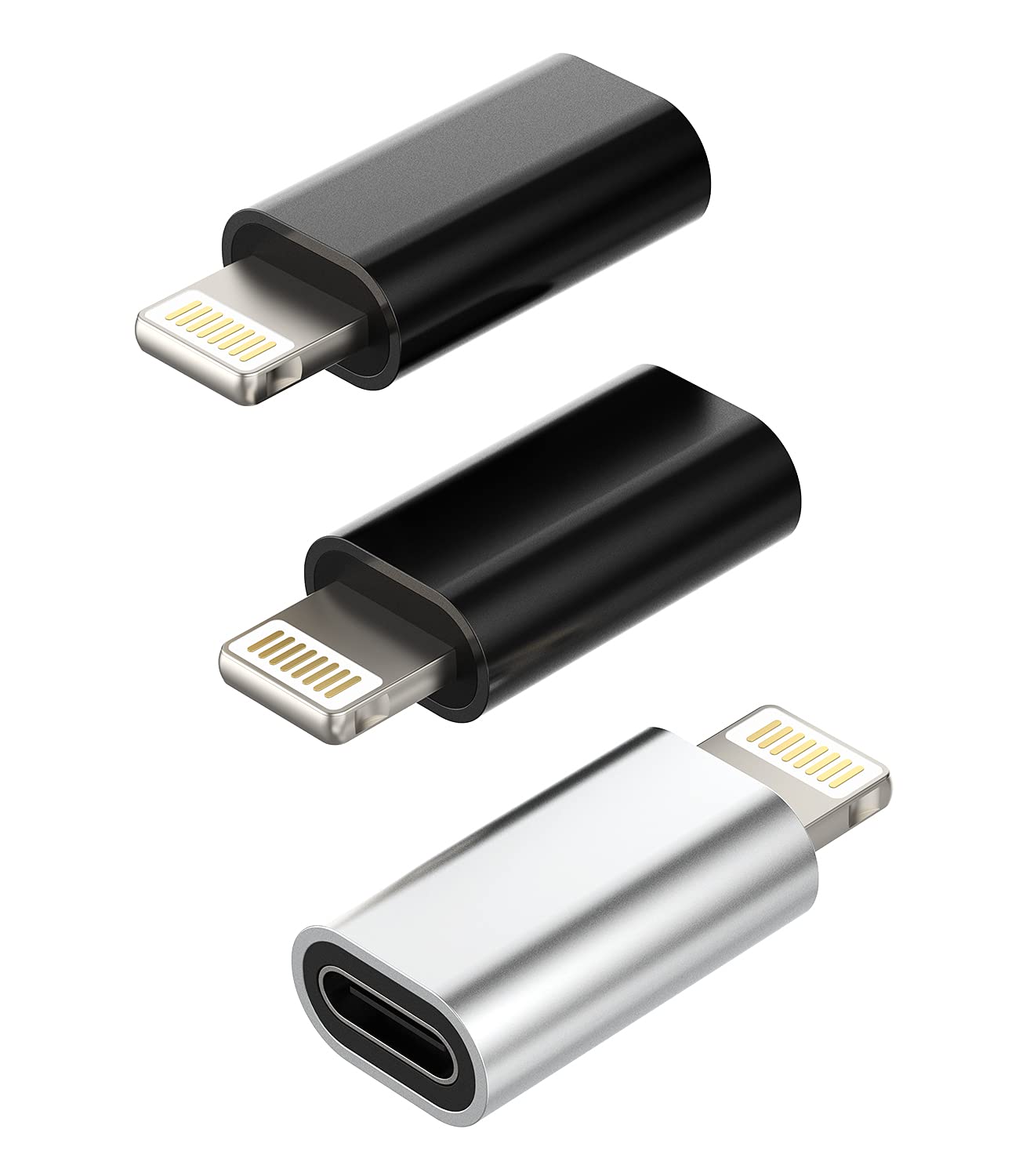 HOYULLI 3-Pack USB C to Lightning Adapters - Fast Charging, Premium Quality, 1 Year Warranty