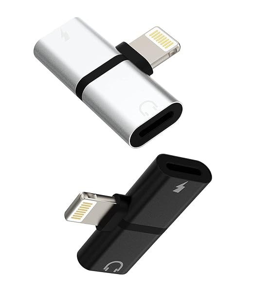 2-Pack Lightning Headphone Adapter & Charger Splitter for iPhone 11, 12 Mini, Pro Max, XS, XR, X, 7, 8 Plus & iPad Air