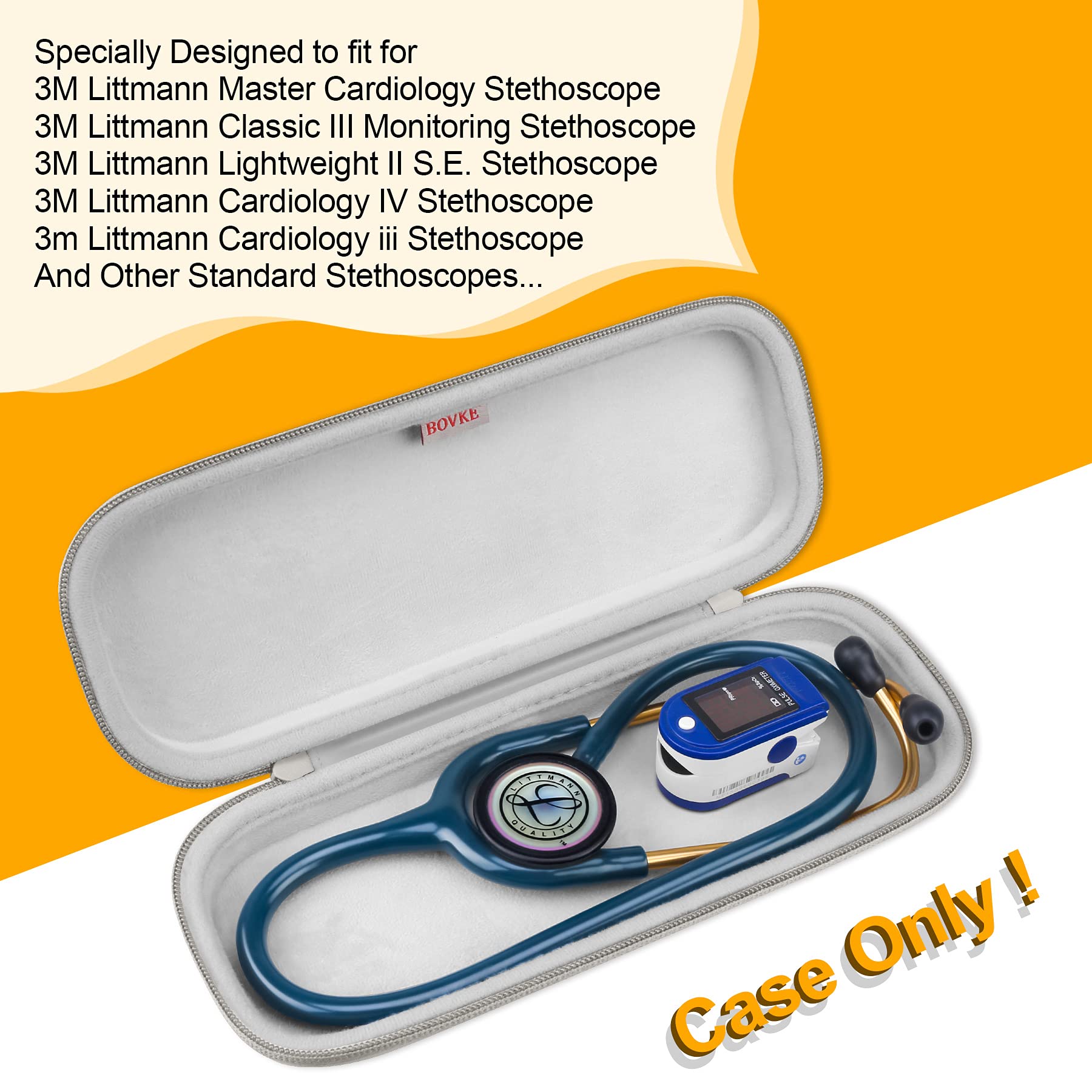BOVKE BOVKE Stethoscope Case, Lightweight Slim Stethoscope Holder Compatible with 3M Littmann Classic III, Lightweight II S.E, Littmann Cardiology IV, MDF - View 2 of 7