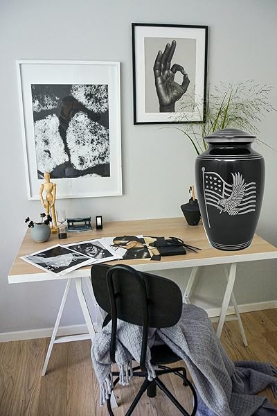 MEMORIALS 4U American Honor and Glory Handcrafted Metal Cremation Urn for Human Ashes with Velvet Bag Adult Size - View 4 of 4