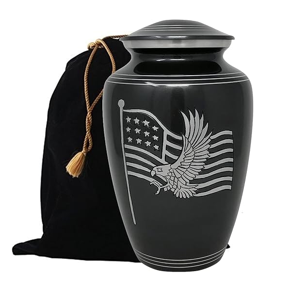 MEMORIALS 4U American Honor and Glory Handcrafted Metal Cremation Urn for Human Ashes with Velvet Bag Adult Size - View 2 of 4