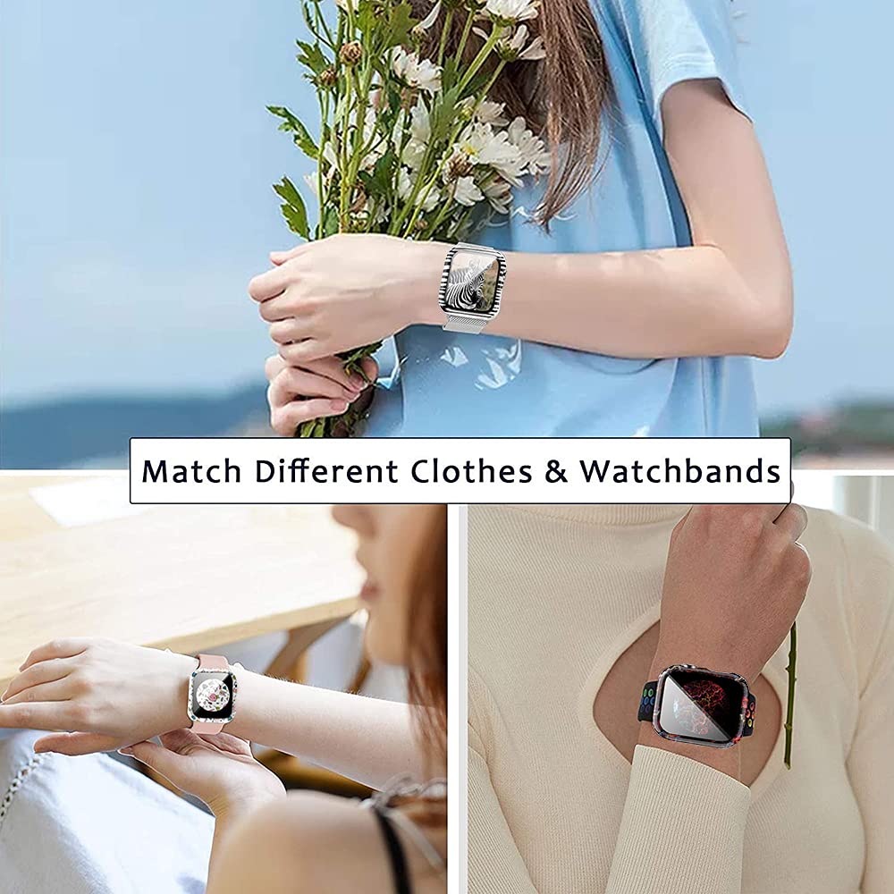 Yrzper Yrzper 8 Pack Hard PC Case with Tempered Glass for Apple Watch SE Series 6 5 4 3 2 44mm 40mm 42mm 38mm Full Protective Cover for Women - View 4 of 7