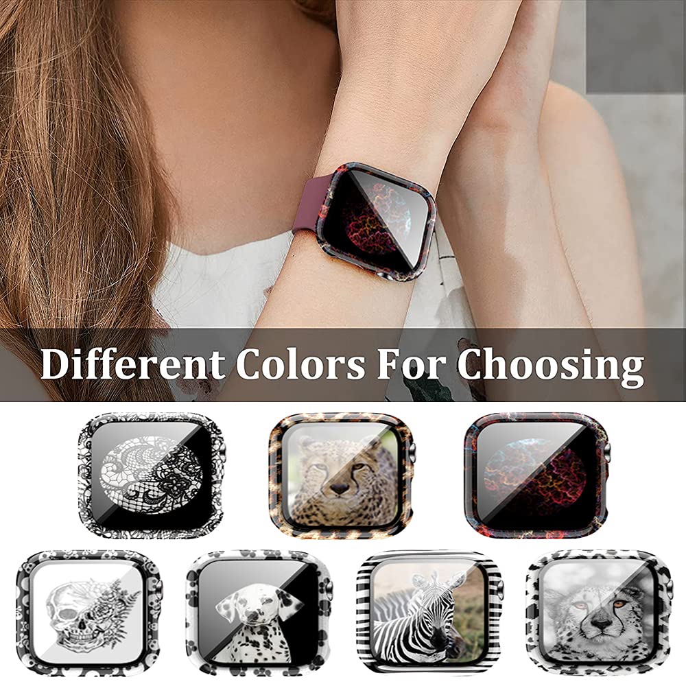 Yrzper 7 Pack Case Compatible for Apple Watch SE Series 6 5 4 3 2 44mm 40mm 42 38mm Hard PC Leopard Case with Tempered Glass Smartwatch Screen Protectors - View 7 of 9