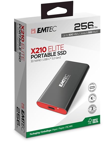 Emtec Emtec 256GB X210 Elite SATA III Portable Solid State Drive SSD with NAND Technology for Fast Data Storage and Transfer - View 6 of 7