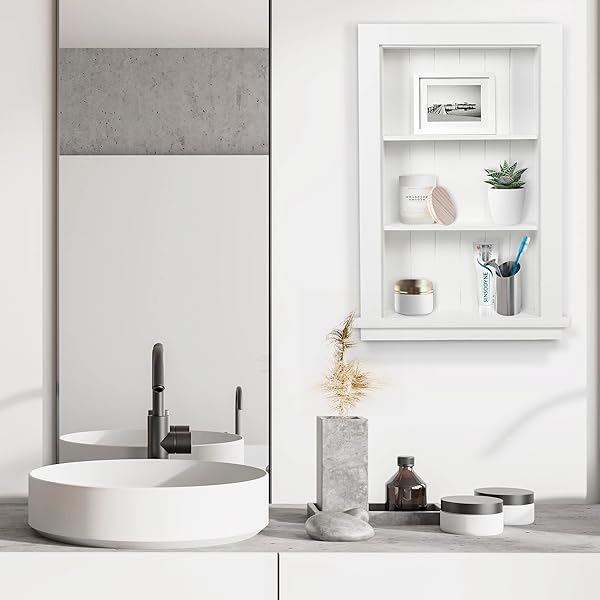 Houseables Houseables Recessed Wall Niche Medicine Cabinet Insert for Drywall Between Studs 14x24 Ideal Bathroom Storage Solution - View 4 of 8