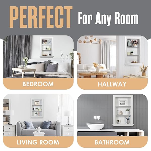 Houseables Houseables Recessed Wall Niche Medicine Cabinet Insert for Drywall Between Studs 14x24 Ideal Bathroom Storage Solution - View 5 of 8