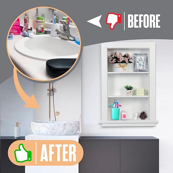 Houseables Houseables Recessed Wall Niche Medicine Cabinet Insert for Drywall Between Studs 14x24 Ideal Bathroom Storage Solution - View 6 of 8