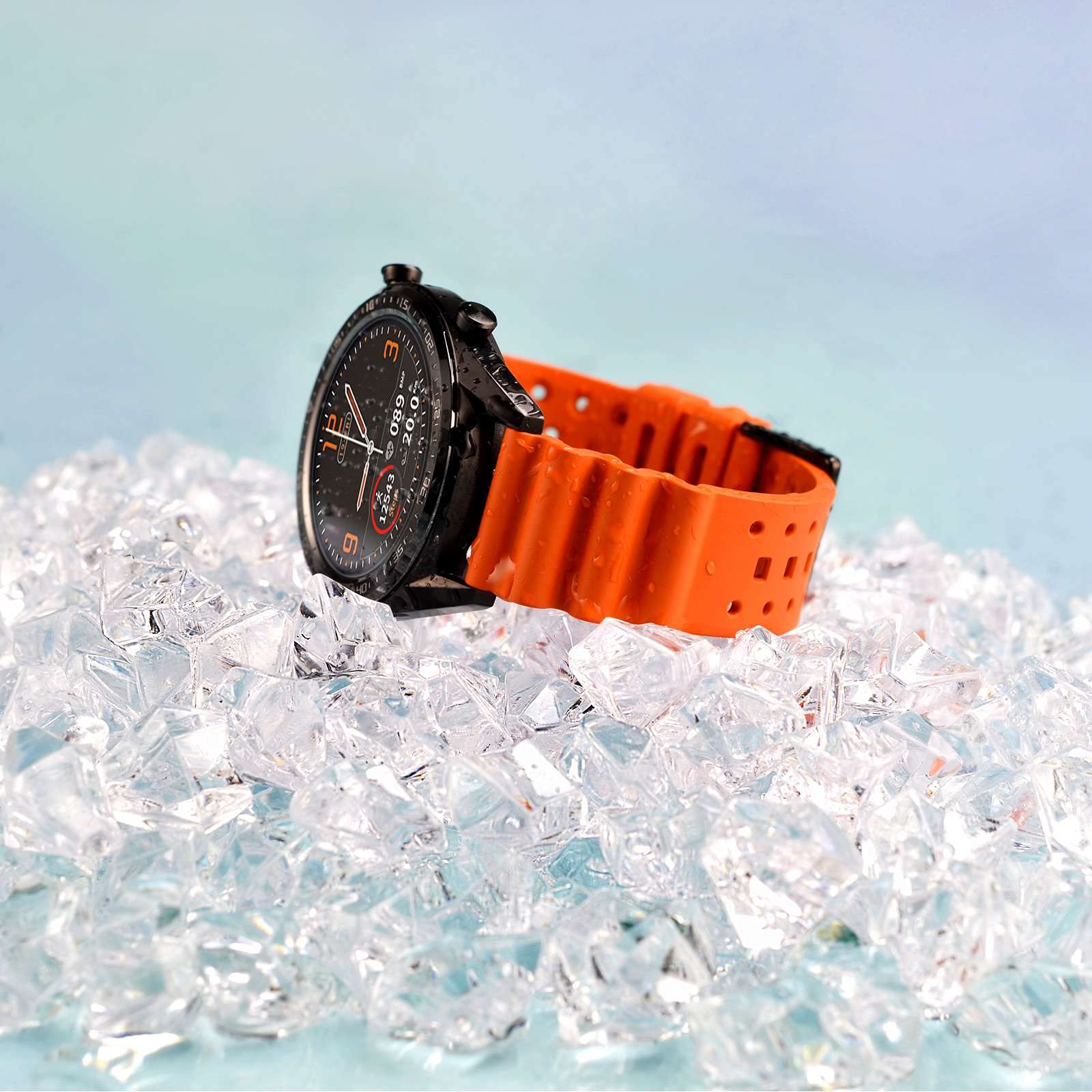 WOCCI WOCCI 20mm Ventilated Watch Band for Men, FKM Rubber, Black Buckle (Pumpkin Orange) - View 6 of 8