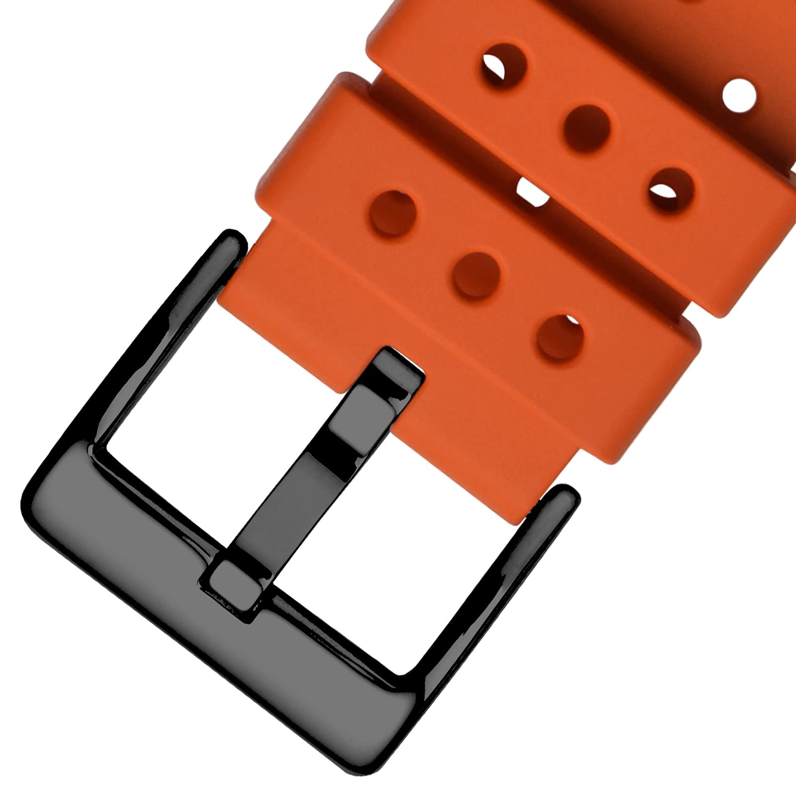 WOCCI WOCCI 20mm Ventilated Watch Band for Men, FKM Rubber, Black Buckle (Pumpkin Orange) - View 8 of 8