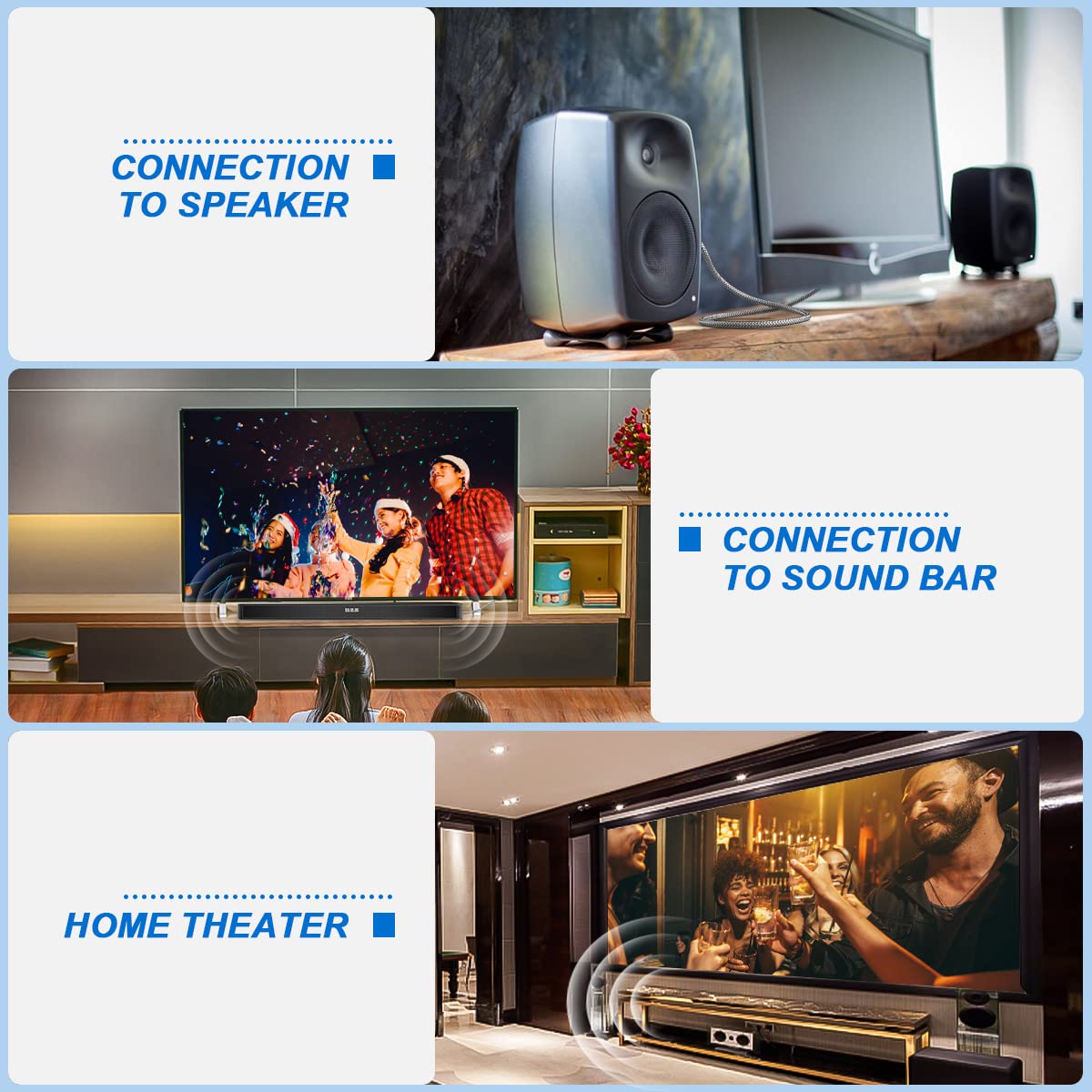 SOUNDFAM SOUNDFAM RCA Subwoofer Cable 10ft 3M RCA Cable Male to Male Gold Plated Connector for Subwoofer,Home Theater,Amplifier,TV-Grey - View 7 of 7