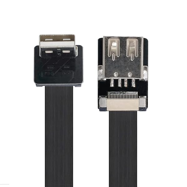xiwai Xiwai 2m Down Angled USB 2.0 Type A Male to Female Extension Flat Slim Cable for FPV Disk Scanner Printer - View 2 of 10