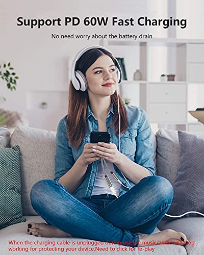 Vcddom Samsung Galaxy S24 Headphone Adapter: 2-in-1 USB-C to 3.5mm Hi-Res DAC & PD 60W Fast Charging for Pixel 7/6 & Galaxy S Series - View 7 of 7