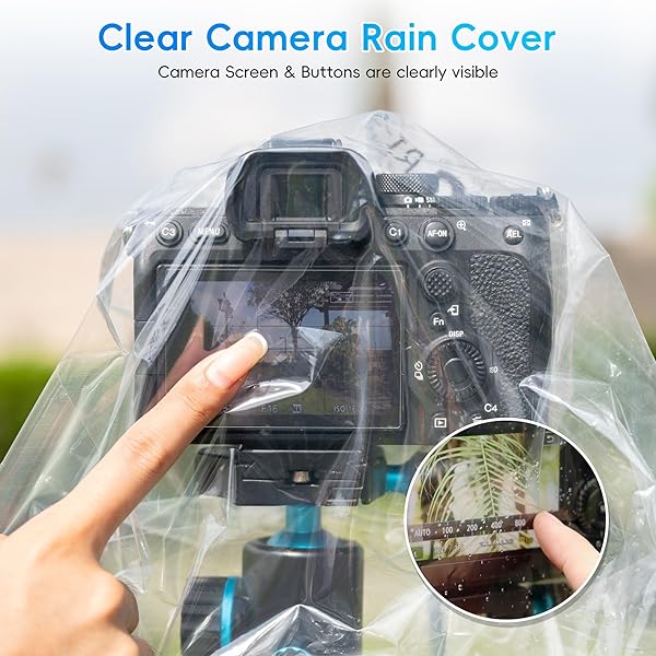 Kiorafoto 2 Pack Clear Camera Lens Rain Cover Protector for Sony A7R A7S A7C A6600 A6500 A6400 A6300 A6100 A6000 Nikon Z7II Z6II Z7 Z6 Z5 D780 D7500 D5600 D3500 - View 5 of 10