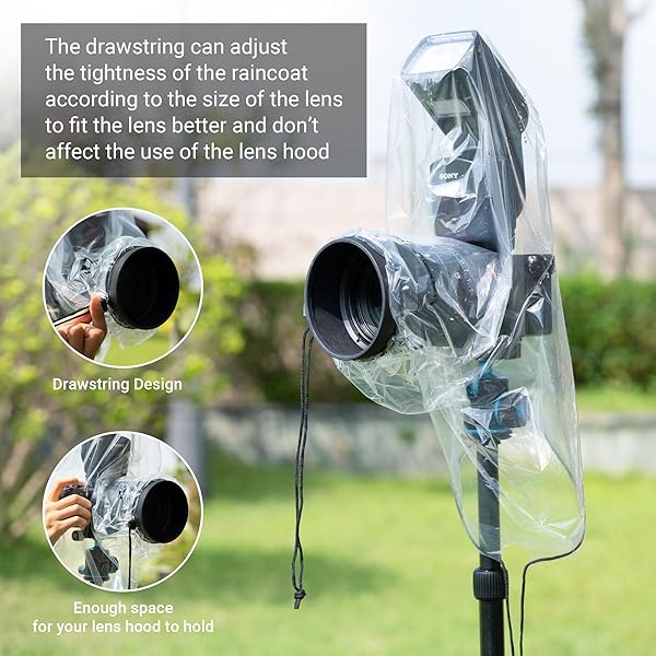 Kiorafoto 2 Pack Camera Lens Rain Cover Raincoat Dust Proof Sleeve for Canon EOS 4000D 1200D 90D 80D 77D 70D 5D 6D 7D Mark II R10 R7 R5 R6 Rp T8i T7i T7 T6i SL3 SX70 SX60 HS - View 4 of 10