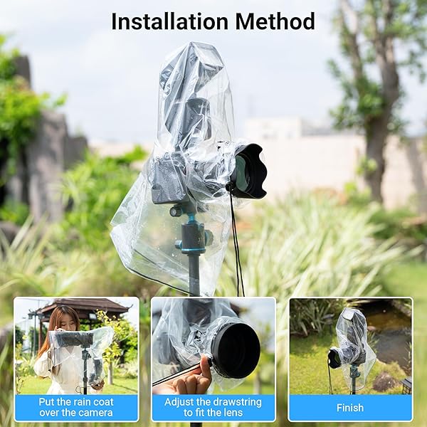 Kiorafoto 2 Pack Camera Lens Rain Cover Raincoat Dust Proof Sleeve for Canon EOS 4000D 1200D 90D 80D 77D 70D 5D 6D 7D Mark II R10 R7 R5 R6 Rp T8i T7i T7 T6i SL3 SX70 SX60 HS - View 6 of 10