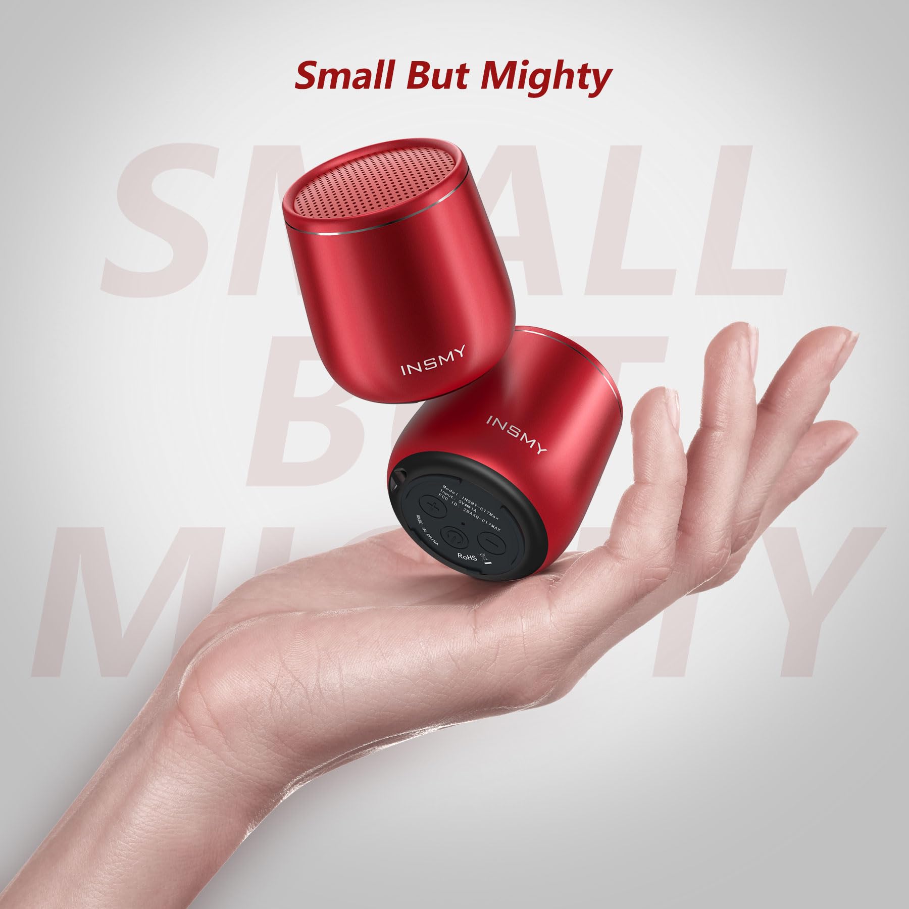 INSMY INSMY Small Bluetooth Speaker, Waterproof Mini Portable Wireless Speaker, Punchy Bass Rich Audio Stereo Pairing, Handheld Pocket Size, Built in Mic - View 2 of 8
