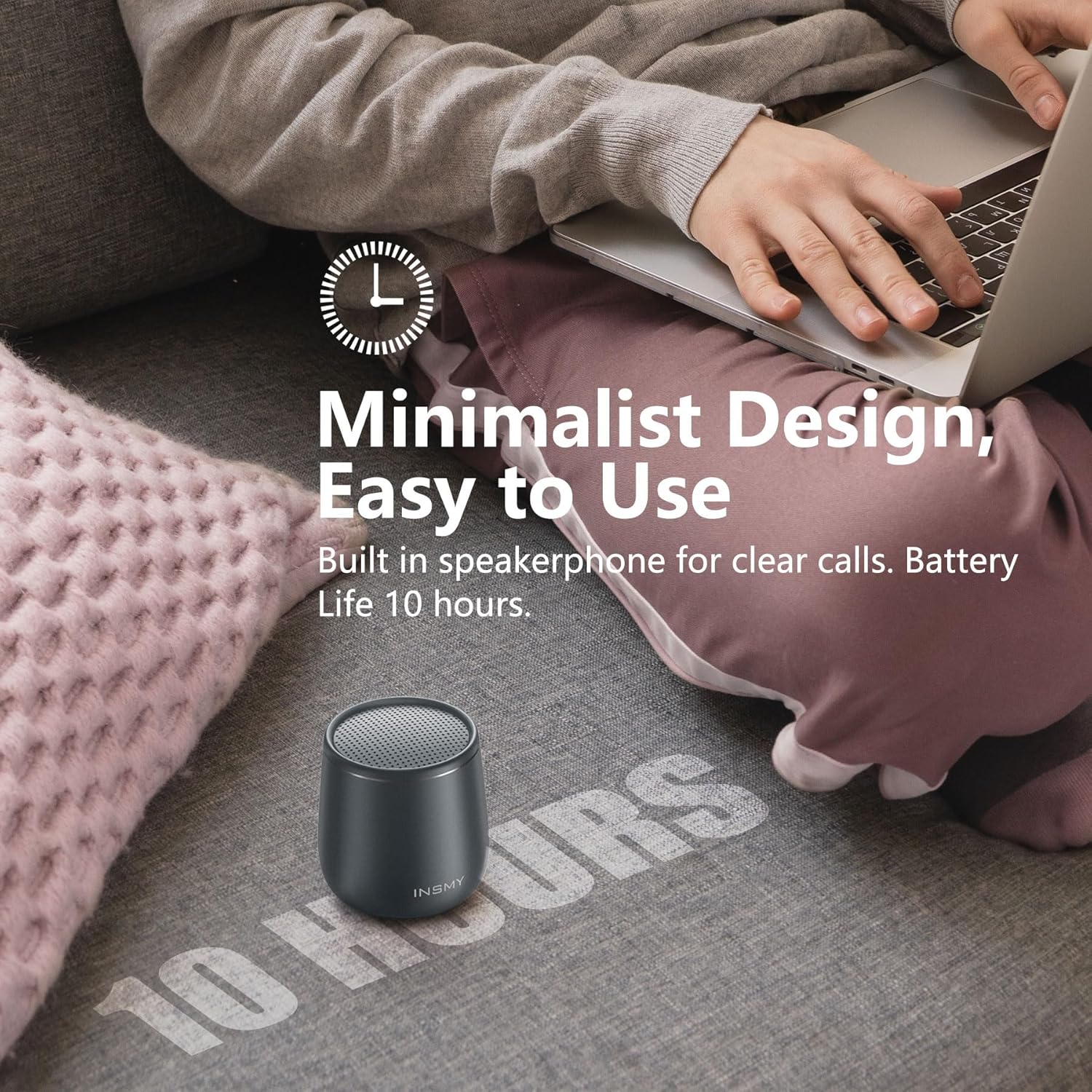 INSMY INSMY Small Bluetooth Speaker Waterproof Portable Wireless Speaker with Punchy Bass Built in Mic for Hiking Biking Gift Laptop Tablet Gray - View 6 of 9