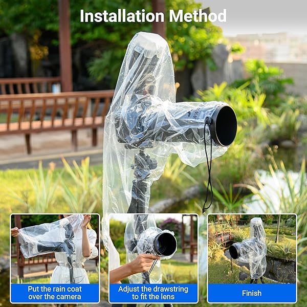 Kiorafoto 18 Inch Camera Lens Rain Cover 2 Pack with Dust Sleeve Protector for Canon and Nikon DSLR Cameras - View 6 of 9