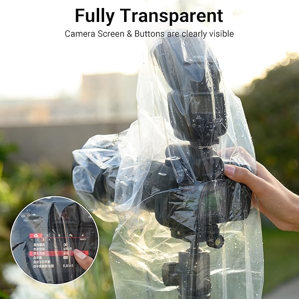 Kiorafoto 18 Inch Camera Lens Rain Cover 2 Pack with Dust Sleeve Protector for Canon and Nikon DSLR Cameras - View 7 of 9