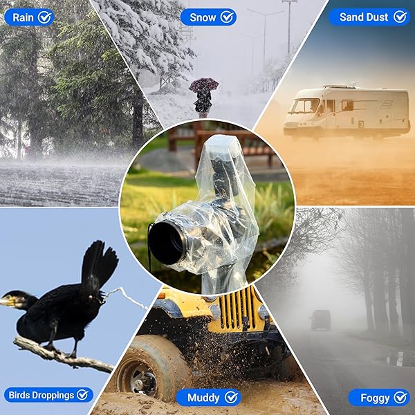 Kiorafoto 18 Inch Camera Lens Rain Cover 2 Pack with Dust Sleeve Protector for Canon and Nikon DSLR Cameras - View 9 of 9