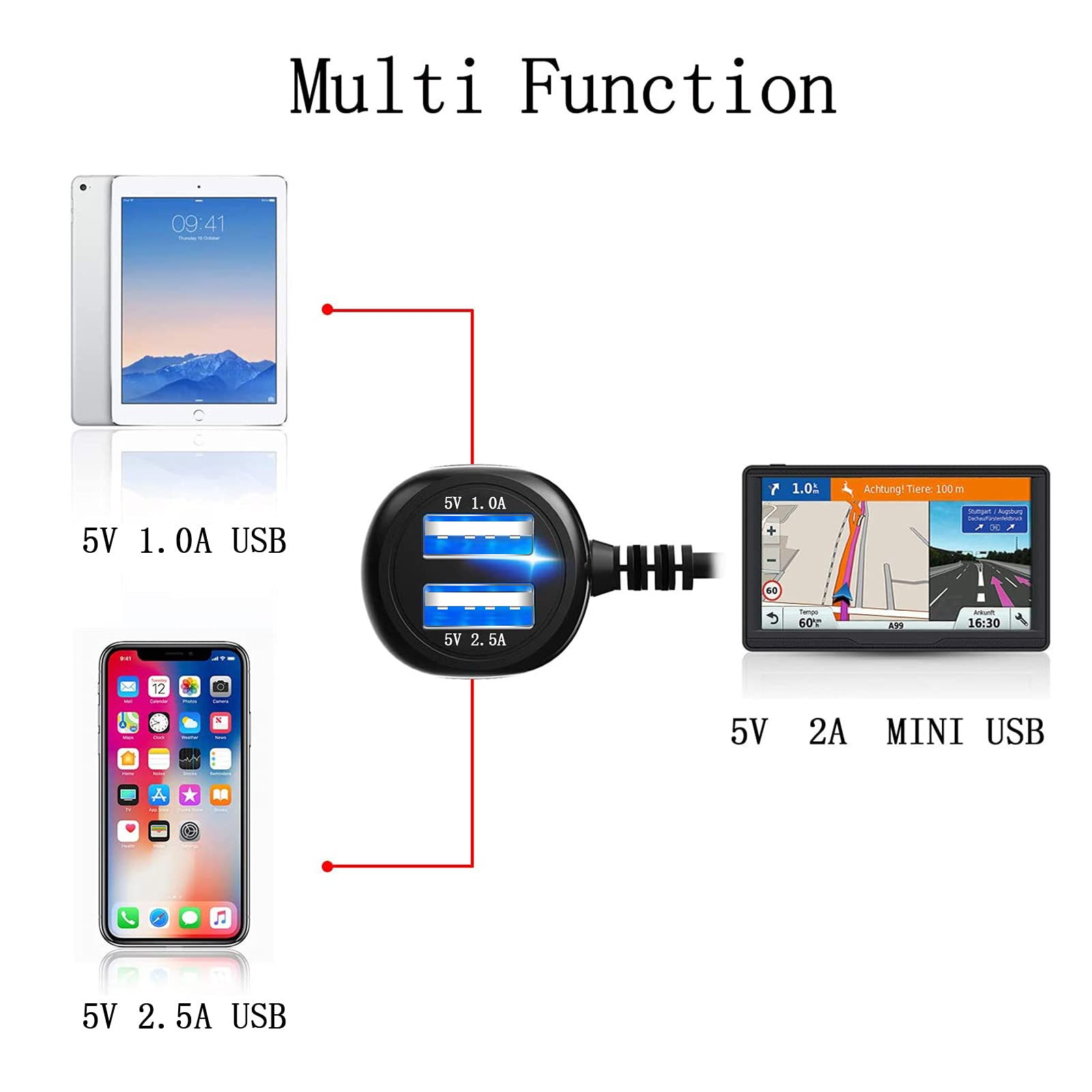 Bangjia Dash Cam Charger Mini USB 6.5FT Best Dual USB Charger Compatible with Garmin APEMAN Rexing Byakov AKASO Crosstour Trekpow Pruveeo OldShark - View 2 of 7