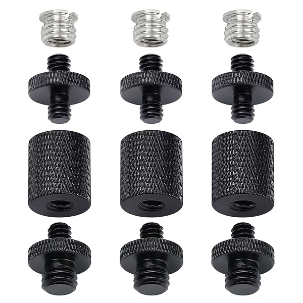 12 Pcs Light Stand Adapter Tripod Screw Converter for DSLR Camera Tripod Flash Light Stand and Lighting Equipment