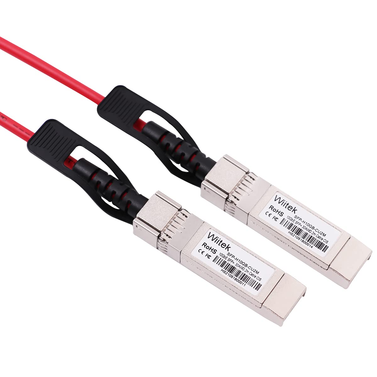 Red 2m 10G SFP+ DAC Twinax Cable Compatible with Cisco Ubiquiti Juniper Mellanox Mikrotik Netgear Supermicro Open Source Switches - View 3 of 7