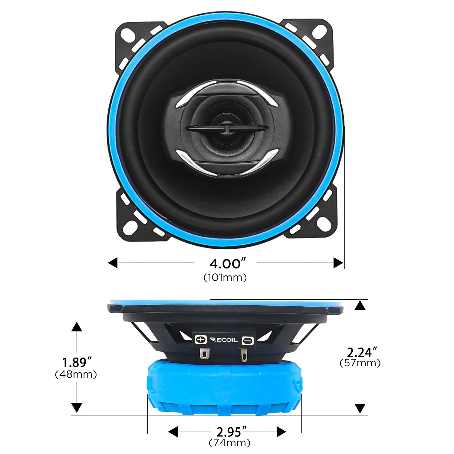 RECOIL RECOIL RCX4 Echo Series 4-Inch Car Audio Coaxial Speaker System - View 6 of 6