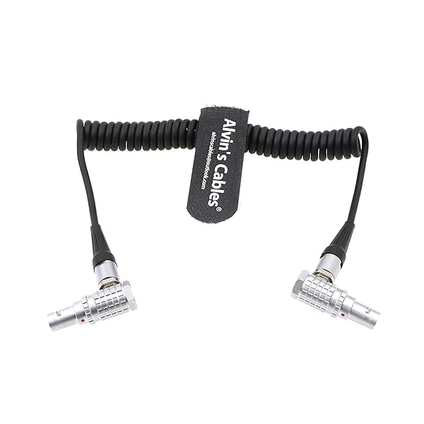 Alvins Cables 5 Pin Timecode Coiled Cable for ARRI Alexa Sound Devices Zaxcom Denecke Right Angle 5 Pin to 5 Pin Connector