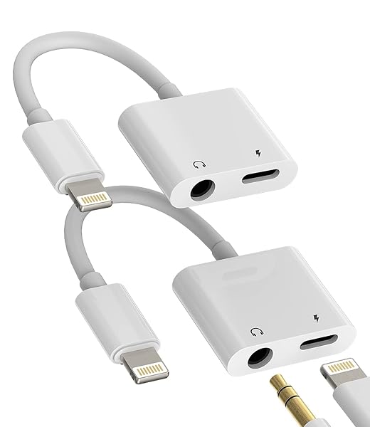 2-Pack iPhone Headphone Adapter & Charger Dongle - Lightning to 3.5mm AUX Splitter for iPhone 11, 12, XS, XR, X, 8 & iPad
