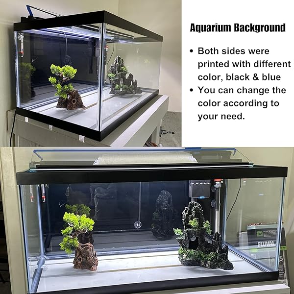 ELEBOX ELEBOX Blue Black Aquarium Background 2 Sides Fish Tank Wallpaper 12x32 Inch Ideal for Stunning Fish Backdrop - View 5 of 9