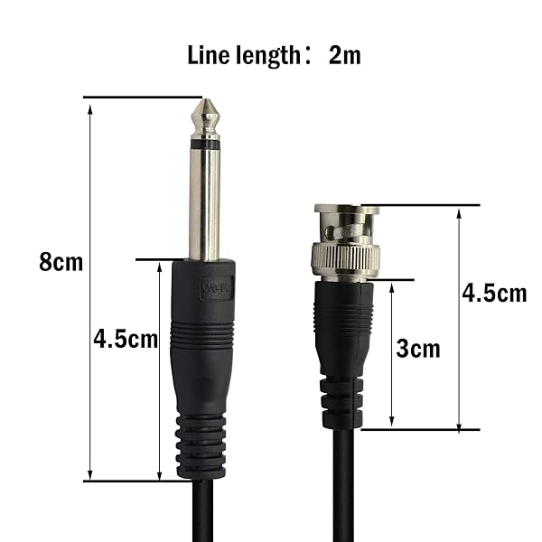 PNGKNYOCN PNGKNYOCN BNC Male to 6.35mm 1/4 Inch Male Audio Cable for CCTV DVR Camera Antenna Radio 2M Bidirectional Connector - View 4 of 6