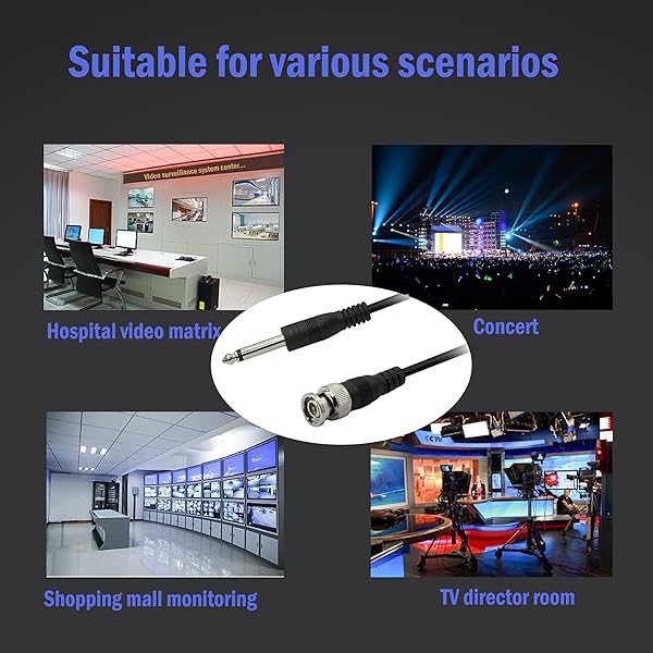 PNGKNYOCN PNGKNYOCN BNC Male to 6.35mm 1/4 Inch Male Audio Cable for CCTV DVR Camera Antenna Radio 2M Bidirectional Connector - View 6 of 6