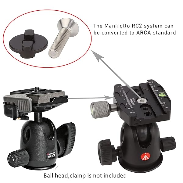 Leftfoto Arca Swiss to Manfrotto RC2 Adapter Converter Tripod Head Clamp Replacement for Manfrotto Ball Heads 484 486 488 494 496 498 054 - View 6 of 6